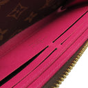ルイヴィトン LOUIS VUITTON ポルトフォイユ クレマンス M60742 フューシャ モノグラムキャンバス 長財布 ゴールド金具 ピンク ラウンドファスナー