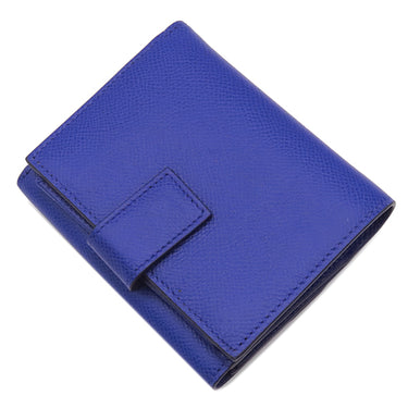 サルヴァトーレ・フェラガモ Salvatore Ferragamo ヴァラ リボン 22A926 ブルー レザー 二つ折り財布 ゴールド金具 青 コンパクトウォレット