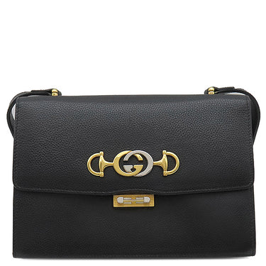 グッチ GUCCI ズゥミ チェーン ショルダー 576388 ブラック レザー ショルダーバッグ ゴールド金具 インターロッキングG ホースビット GD金具 SV金具