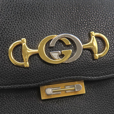 グッチ GUCCI ズゥミ チェーン ショルダー 576388 ブラック レザー ショルダーバッグ ゴールド金具 インターロッキングG ホースビット GD金具 SV金具