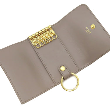 セリーヌ CELINE トリオンフ 6連 キーケース グレージュ グレインカーフレザー キーケース ゴールド金具 鍵入れ ベージュ 6本