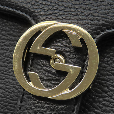 グッチ GUCCI インターロッキングG チェーンショルダー 510304 ブラック レザー ショルダーバッグ ゴールド金具 黒 アウトレット品