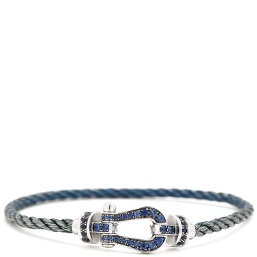 フレッド FRED ミディアムモデル MM ブルージーン×ホワイトゴールド K18WG サファイア ステンレスケーブル ブレスレット K18WG Au750 18K 18金 サファイア パヴェ