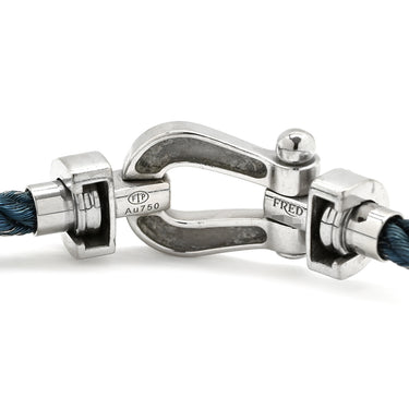 フレッド FRED ミディアムモデル MM ブルージーン×ホワイトゴールド K18WG サファイア ステンレスケーブル ブレスレット K18WG Au750 18K 18金 サファイア パヴェ