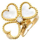 ヴァンクリーフアーペル Van Cleef & Arpels スウィート ハート エフイヤージュ イエローゴールド K18YG ダイヤモンド マザーオブパール #48(JP8) リング 指輪 750YG 18金 シェル ダイヤ1P 7.5号