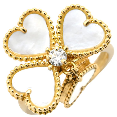ヴァンクリーフアーペル Van Cleef & Arpels スウィート ハート エフイヤージュ イエローゴールド K18YG ダイヤモンド マザーオブパール #48(JP8) リング 指輪 750YG 18金 シェル ダイヤ1P 7.5号