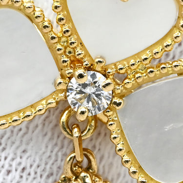 ヴァンクリーフアーペル Van Cleef & Arpels スウィート ハート エフイヤージュ イエローゴールド K18YG ダイヤモンド マザーオブパール #48(JP8) リング 指輪 750YG 18金 シェル ダイヤ1P 7.5号