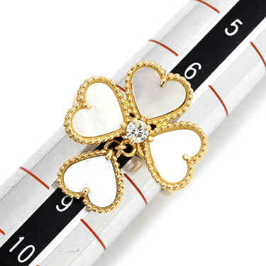 ヴァンクリーフアーペル Van Cleef & Arpels スウィート ハート エフイヤージュ イエローゴールド K18YG ダイヤモンド マザーオブパール #48(JP8) リング 指輪 750YG 18金 シェル ダイヤ1P 7.5号
