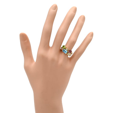 ブルガリ BVLGARI アレグラリング イエローゴールド×ブルー×ピンク×グリーン K18YG ブルートパーズ ピンクトルマリン ペリドット ダイヤモンド リング 指輪 BVLGARI 750 K18YG 18K 18金 マルチカラーストーン ダイヤ 9号