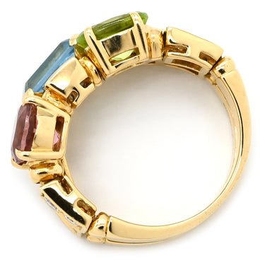 ブルガリ BVLGARI アレグラリング イエローゴールド×ブルー×ピンク×グリーン K18YG ブルートパーズ ピンクトルマリン ペリドット ダイヤモンド リング 指輪 BVLGARI 750 K18YG 18K 18金 マルチカラーストーン ダイヤ 9号