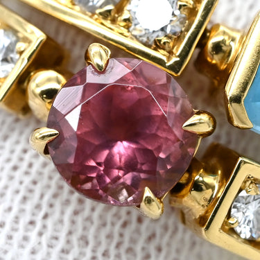 ブルガリ BVLGARI アレグラリング イエローゴールド×ブルー×ピンク×グリーン K18YG ブルートパーズ ピンクトルマリン ペリドット ダイヤモンド リング 指輪 BVLGARI 750 K18YG 18K 18金 マルチカラーストーン ダイヤ 9号