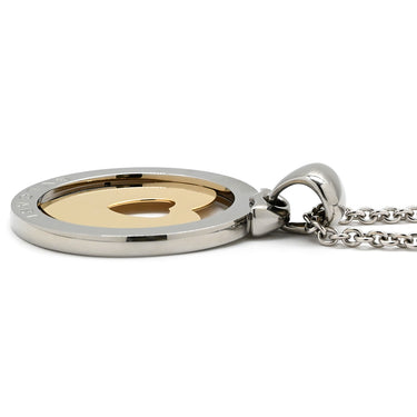 ブルガリ BVLGARI トンド ハート ペンダント シルバーXイエローゴールド K18YG ステンレススチール K18WG(チェーン) ネックレス 750YG 18金 SS