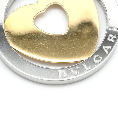 ブルガリ BVLGARI トンド ハート ペンダント シルバーXイエローゴールド K18YG ステンレススチール K18WG(チェーン) ネックレス 750YG 18金 SS