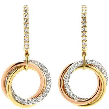 カルティエ Cartier トリニティ セミパヴェ ダイヤ B8301465 ホワイトゴールド×イエローゴールド×ピンクゴールド K18YG K18PG K18WG ダイヤモンド ピアス 3カラー 18K 750AU ドロップ スイング