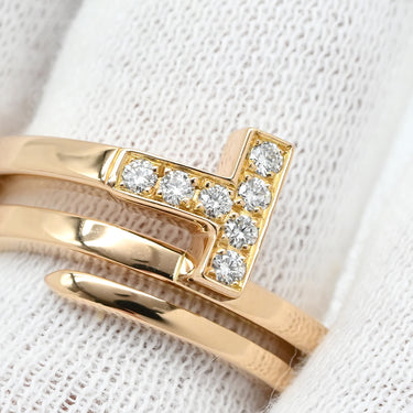 ティファニー Tiffany & Co Tスクエア ラップ ローズゴールド K18PG ダイヤモンド リング 指輪 ピンクゴールド AU750 18K 7石 7P ダイヤモンド 12.5号