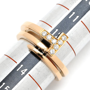 ティファニー Tiffany & Co Tスクエア ラップ ローズゴールド K18PG ダイヤモンド リング 指輪 ピンクゴールド AU750 18K 7石 7P ダイヤモンド 12.5号