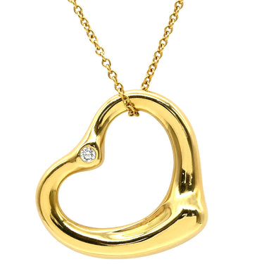 ティファニー Tiffany & Co オープンハート 2Pダイヤモンド イエローゴールド K18YG ダイヤモンド ネックレス T＆Co. 18K 750 YG エルサペレッティ