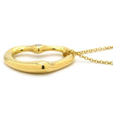 ティファニー Tiffany & Co オープンハート 2Pダイヤモンド イエローゴールド K18YG ダイヤモンド ネックレス T＆Co. 18K 750 YG エルサペレッティ