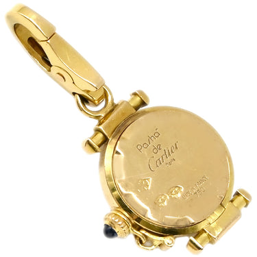 カルティエ Cartier ウォッチ チャーム イエローゴールド K18YG ガラス サファイア チャーム Cartier Au750 K18YG 時計モチーフ Charm