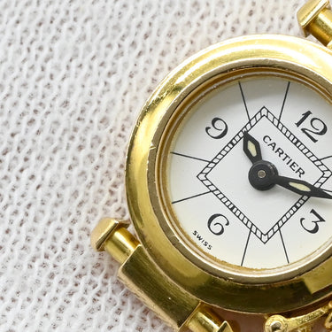 カルティエ Cartier ウォッチ チャーム イエローゴールド K18YG ガラス サファイア チャーム Cartier Au750 K18YG 時計モチーフ Charm