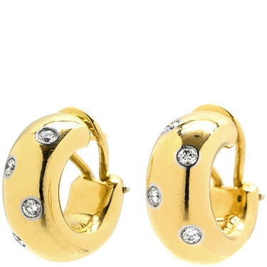 ティファニー Tiffany & Co ドッツ ダイヤモンド イエローゴールド K18YG Pt950 ダイヤモンド ピアス T&Co. Au750 18K 18金 フープピアス