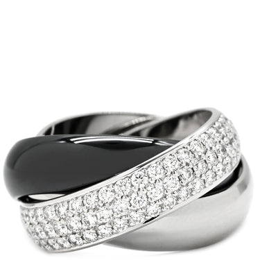 カルティエ Cartier トリニティ XL ダイヤモンド セラミック ホワイトゴールドXブラック K18WG セラミック #50(JP10) リング 指輪 750 パヴェ 黒セラミック 10号