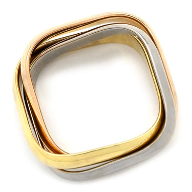 カルティエ Cartier トリニティ クッション リング クラシックモデル B4240600 ホワイトゴールドXイエローゴールドXピンクゴールド K18WG K18YG K18PG #49(JP9) リング 指輪 3連 3カラー スクエア 7号