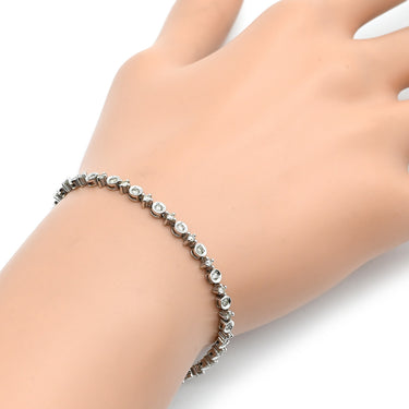 ノンブランド NON BRAND テニスブレスレット ホワイトゴールド K18WG ダイヤモンド ブレスレット Au750 K18 WG ベゼルセッティング ダイヤブレスレット