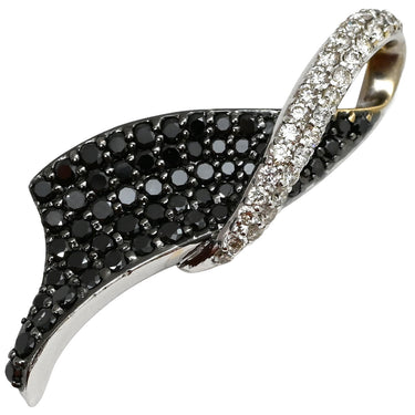 ノンブランド NON BRAND ダイヤ ブラックダイヤ 0.31ct 0.93ct ホワイトゴールド K18WG ダイヤモンド ペンダントトップ 黒 リボン 18金 18K 750 WG ネックレストップ