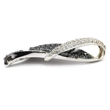 ノンブランド NON BRAND ダイヤ ブラックダイヤ 0.31ct 0.93ct ホワイトゴールド K18WG ダイヤモンド ペンダントトップ 黒 リボン 18金 18K 750 WG ネックレストップ