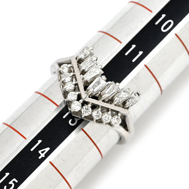 ノンブランド NON BRAND ダイヤモンド 0.52 0.17ct プラチナシルバー Pt900 ダイヤモンド リング 指輪 V字 Vライン プラチナ900 PM900 12号