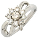 ノンブランド NON BRAND ダイヤ 0.56ct プラチナシルバー Pt900 ダイヤモンド リング 指輪 Pt900 9P 9石 9粒 ブリリアントカット フラワー 花モチーフ ウェーブ 11号