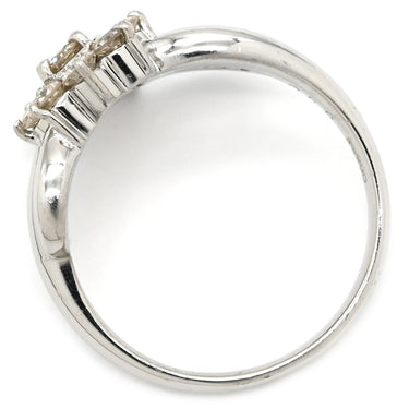 ノンブランド NON BRAND ダイヤ 0.56ct プラチナシルバー Pt900 ダイヤモンド リング 指輪 Pt900 9P 9石 9粒 ブリリアントカット フラワー 花モチーフ ウェーブ 11号
