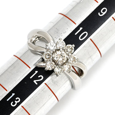 ノンブランド NON BRAND ダイヤ 0.56ct プラチナシルバー Pt900 ダイヤモンド リング 指輪 Pt900 9P 9石 9粒 ブリリアントカット フラワー 花モチーフ ウェーブ 11号