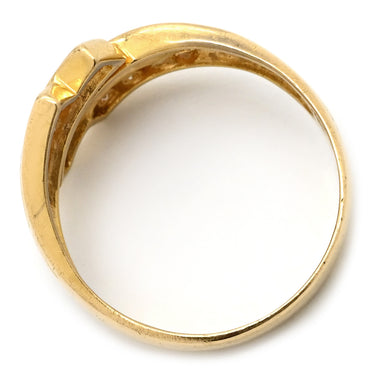 ノンブランド NON BRAND ダイヤ 0.50ct イエローゴールド K18YG ダイヤモンド リング 指輪 Au750 18K 18金 メレダイヤ 15P 15石 15粒 クロスライン ジグザグデザイン ウェーブ バイパス 11号