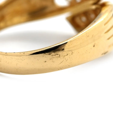 ノンブランド NON BRAND ダイヤ 0.50ct イエローゴールド K18YG ダイヤモンド リング 指輪 Au750 18K 18金 メレダイヤ 15P 15石 15粒 クロスライン ジグザグデザイン ウェーブ バイパス 11号