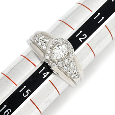 ノンブランド NON BRAND SI2 ダイヤ 0.321ct プラチナシルバー Pt900 ダイヤモンド リング 指輪 Pt900 ペアシェイプ ヘイローデザイン パヴェ エンゲージ ブライダル 13号