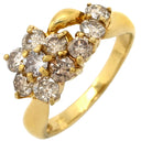 ノンブランド NON BRAND ダイヤ 1.0ct イエローゴールド K18YG ダイヤモンド リング 指輪 Au750 18K 18金 10P 10石 10粒 フラワーモチーフ 花 パヴェダイヤ クラスターセッティング 9号