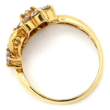ノンブランド NON BRAND ダイヤ 1.0ct イエローゴールド K18YG ダイヤモンド リング 指輪 Au750 18K 18金 10P 10石 10粒 フラワーモチーフ 花 パヴェダイヤ クラスターセッティング 9号