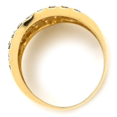 ノンブランド NON BRAND ダイヤモンド 1.00ct イエローゴールド K18YG ダイヤモンド リング 指輪 K18YG パヴェ メレダイヤ 幅広 ボリュームリング 9.5号