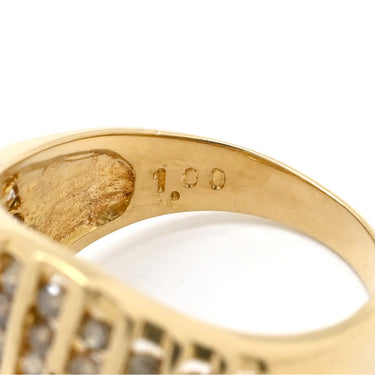 ノンブランド NON BRAND ダイヤモンド 1.00ct イエローゴールド K18YG ダイヤモンド リング 指輪 K18YG パヴェ メレダイヤ 幅広 ボリュームリング 9.5号