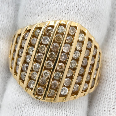 ノンブランド NON BRAND ダイヤモンド 1.00ct イエローゴールド K18YG ダイヤモンド リング 指輪 K18YG パヴェ メレダイヤ 幅広 ボリュームリング 9.5号