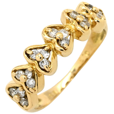 ノンブランド NON BRAND ダイヤ 0.3ct イエローゴールド K18YG ダイヤモンド リング 指輪 Au750 18K 18金 メレダイヤ 18P 18石 18粒 ハートモチーフ 一文字デザイン 11号