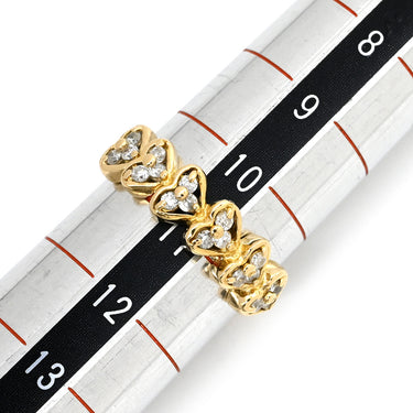 ノンブランド NON BRAND ダイヤ 0.3ct イエローゴールド K18YG ダイヤモンド リング 指輪 Au750 18K 18金 メレダイヤ 18P 18石 18粒 ハートモチーフ 一文字デザイン 11号