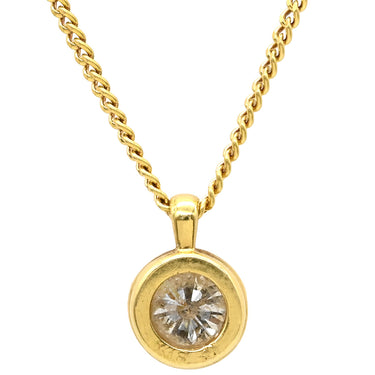 ノンブランド NON BRAND 1Pダイヤ 0.41ct ペンダント イエローゴールド K18YG ダイヤモンド ネックレス Au750 18K YG ベゼルセッティング 1粒 1P