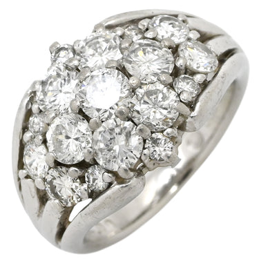 ノンブランド NON BRAND ダイヤ 2.0ct プラチナシルバー Pt900 ダイヤモンド リング 指輪 Pt900 ブリリアントカット パヴェ フラワー 花モチーフ 丸越マーク刻印 9.5号