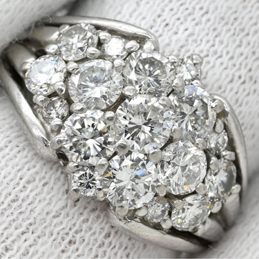 ノンブランド NON BRAND ダイヤ 2.0ct プラチナシルバー Pt900 ダイヤモンド リング 指輪 Pt900 ブリリアントカット パヴェ フラワー 花モチーフ 丸越マーク刻印 9.5号