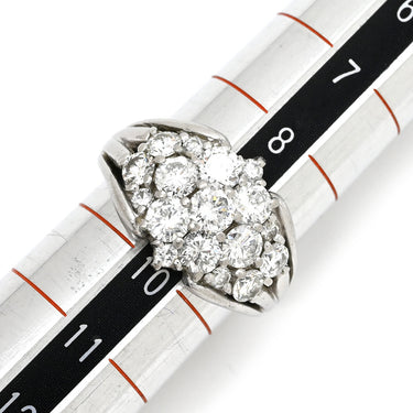ノンブランド NON BRAND ダイヤ 2.0ct プラチナシルバー Pt900 ダイヤモンド リング 指輪 Pt900 ブリリアントカット パヴェ フラワー 花モチーフ 丸越マーク刻印 9.5号