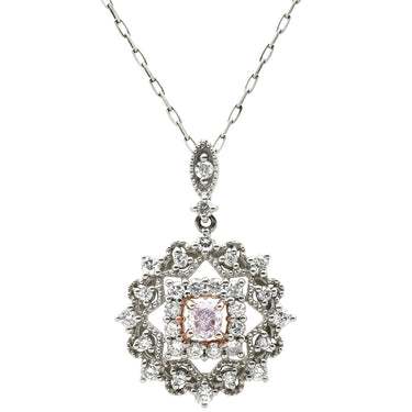 ノンブランド NON BRAND ピンクダイヤ ペンダント ピンク×プラチナシルバー Pt950 ダイヤモンド Pt900(チェーン) ネックレス ダイヤモンド ダイア