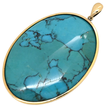 ノンブランド NON BRAND ターコイズ トルコ石 イエローゴールド K18YG ターコイズ ペンダントトップ 青 オーバル型 カボションカット